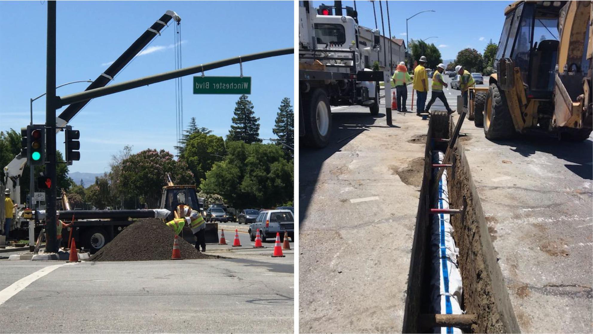 Construction work on Hamilton Ave